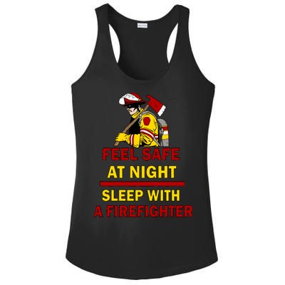 Feel Safe At Night Sleep With A Firefighter Ladies PosiCharge Competitor Racerback Tank