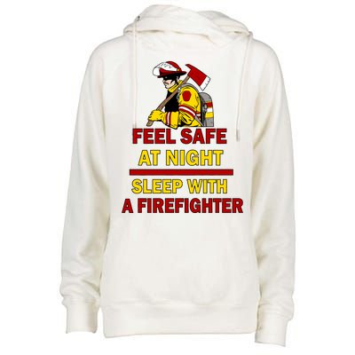 Feel Safe At Night Sleep With A Firefighter Womens Funnel Neck Pullover Hood