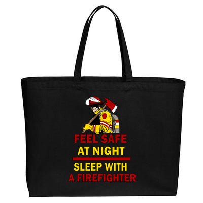 Feel Safe At Night Sleep With A Firefighter Cotton Canvas Jumbo Tote