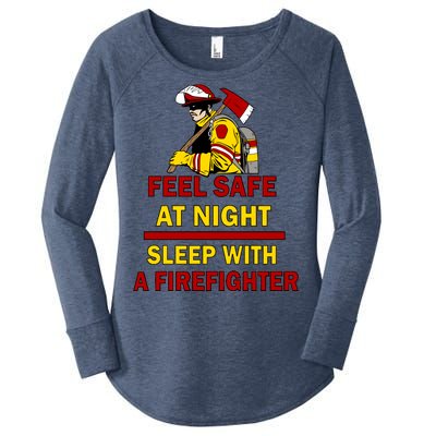 Feel Safe At Night Sleep With A Firefighter Women's Perfect Tri Tunic Long Sleeve Shirt