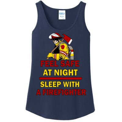 Feel Safe At Night Sleep With A Firefighter Ladies Essential Tank