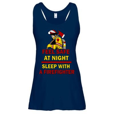 Feel Safe At Night Sleep With A Firefighter Ladies Essential Flowy Tank