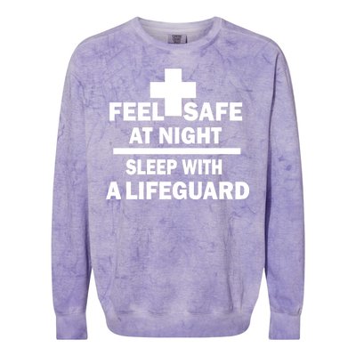 Feel Safe At Night Sleep With A Lifeguard Colorblast Crewneck Sweatshirt