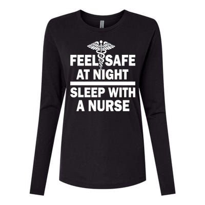 Feel Safe At Night Sleep With A Nurse Womens Cotton Relaxed Long Sleeve T-Shirt