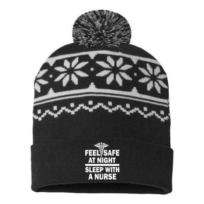 Feel Safe At Night Sleep With A Nurse USA-Made Snowflake Beanie