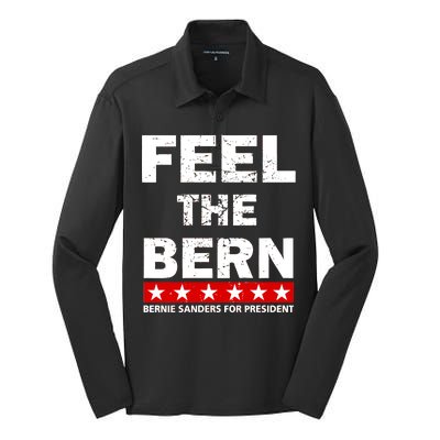 Feel The Bern Bernie Sanders Silk Touch Performance Long Sleeve Polo