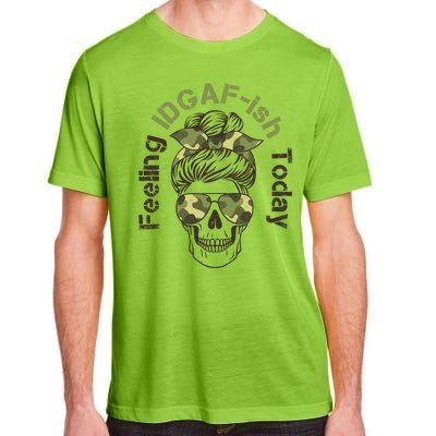 Feeling IDGAF-ish Today Army Print Hair Bun Skull Adult ChromaSoft Performance T-Shirt