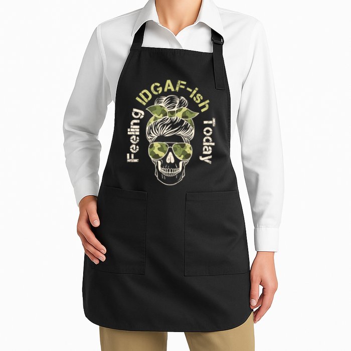 Feeling IDGAF-ish Today Army Print Hair Bun Skull Apron