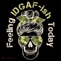 Feeling IDGAF-ish Today Army Print Hair Bun Skull Sustainable Bucket Hat