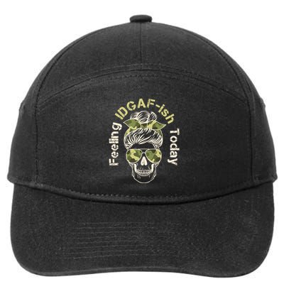 Feeling IDGAF-ish Today Army Print Hair Bun Skull 7-Panel Snapback Hat