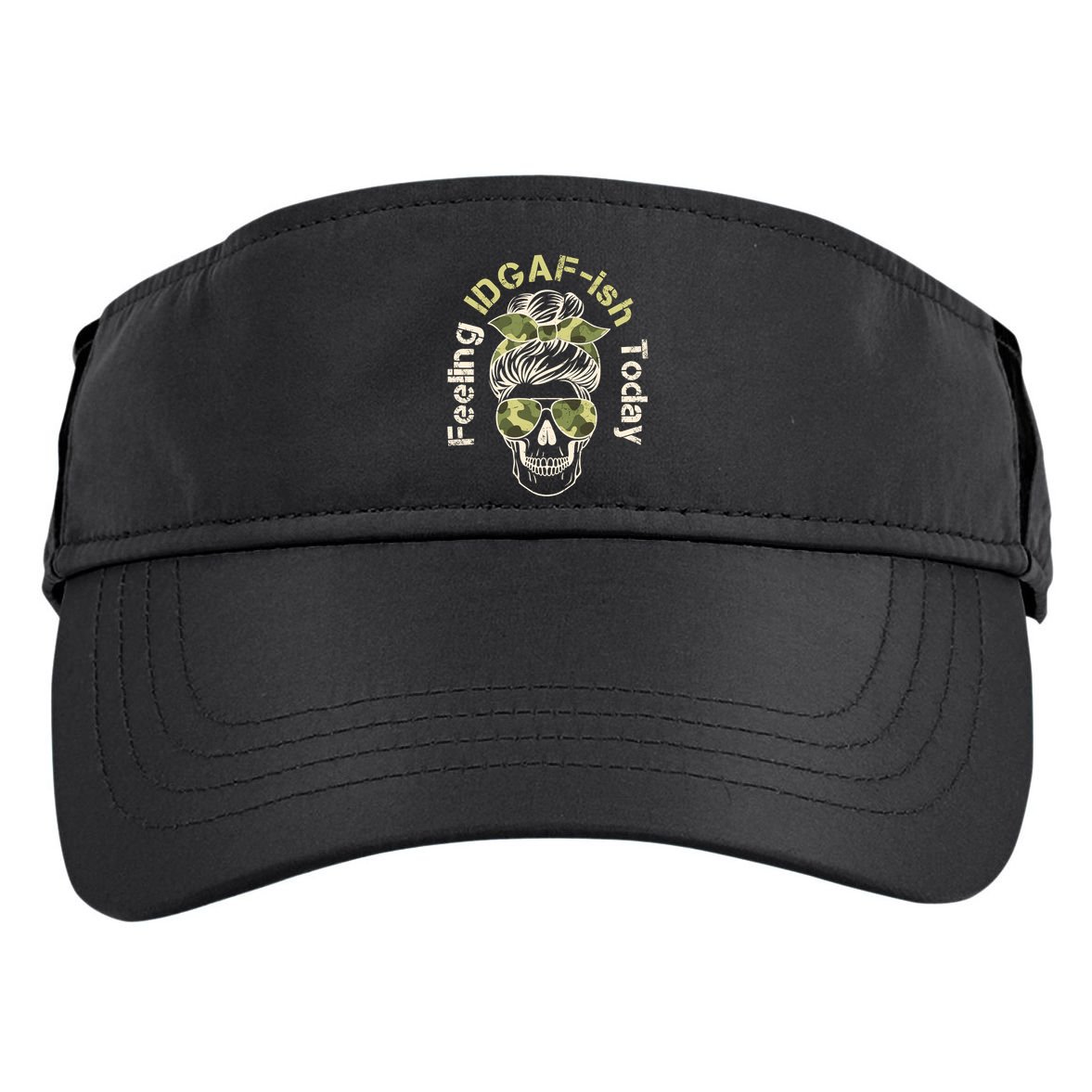 Feeling IDGAF-ish Today Army Print Hair Bun Skull Adult Drive Performance Visor
