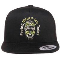 Feeling IDGAF-ish Today Army Print Hair Bun Skull Flatbill Hat
