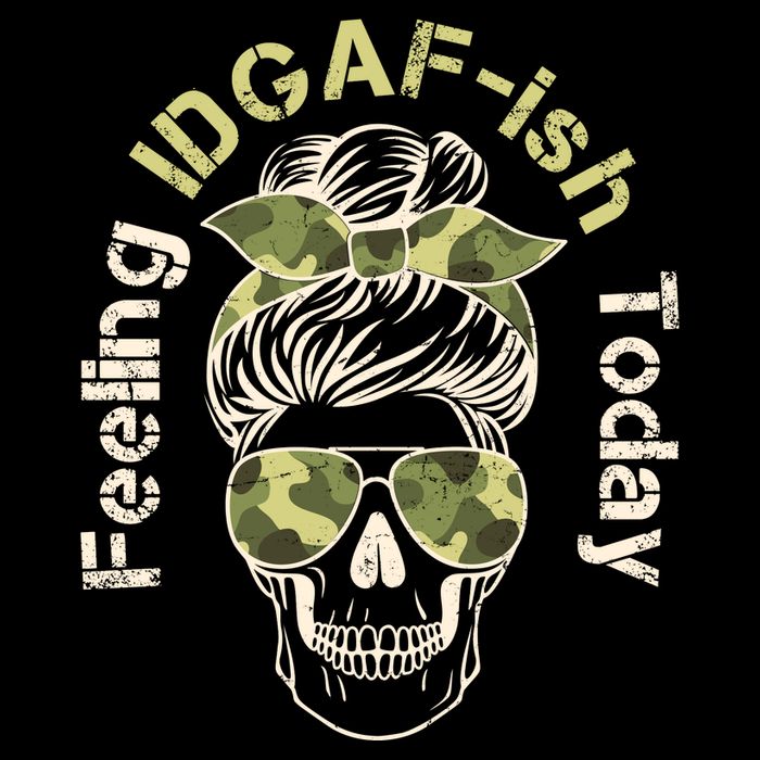Feeling IDGAF-ish Today Army Print Hair Bun Skull Flatbill Hat
