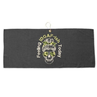 Feeling IDGAF-ish Today Army Print Hair Bun Skull Large Microfiber Waffle Golf Towel