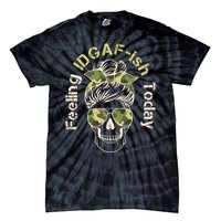 Feeling IDGAF-ish Today Army Print Hair Bun Skull Tie-Dye T-Shirt