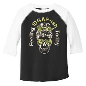 Feeling IDGAF-ish Today Army Print Hair Bun Skull Toddler Fine Jersey T-Shirt