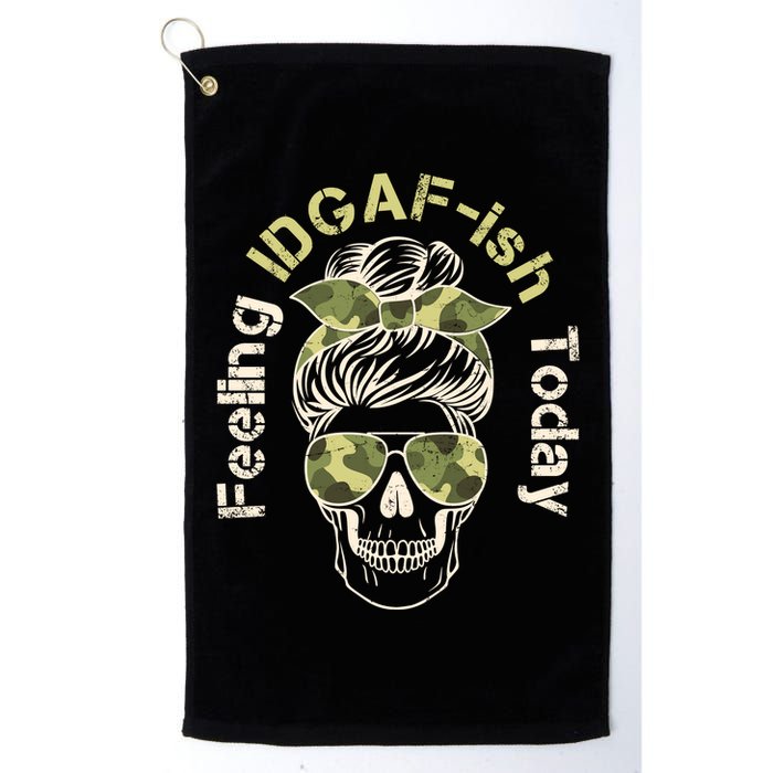 Feeling IDGAF-ish Today Army Print Hair Bun Skull Golf Towel