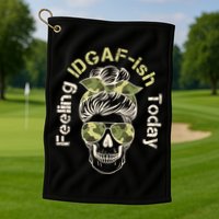 Feeling IDGAF-ish Today Army Print Hair Bun Skull Golf Towel