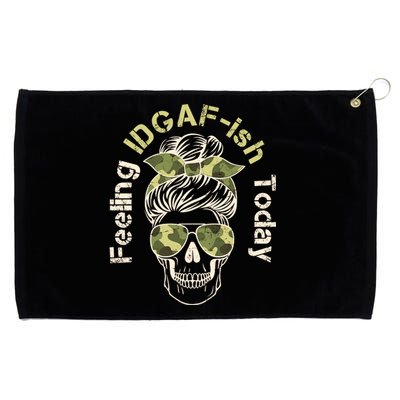 Feeling IDGAF-ish Today Army Print Hair Bun Skull Grommeted Golf Towel