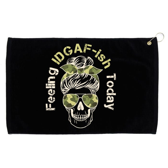 Feeling IDGAF-ish Today Army Print Hair Bun Skull Grommeted Golf Towel