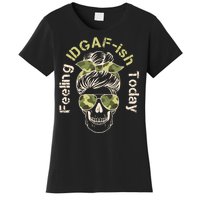 Feeling IDGAF-ish Today Army Print Hair Bun Skull Women's T-Shirt