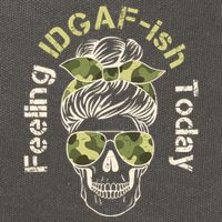 Feeling IDGAF-ish Today Army Print Hair Bun Skull Cotton Canvas Backpack