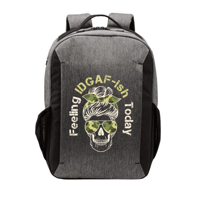 Feeling IDGAF-ish Today Army Print Hair Bun Skull Vector Backpack