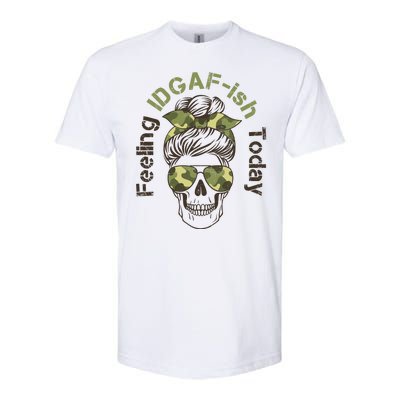 Feeling IDGAF-ish Today Army Print Hair Bun Skull Softstyle CVC T-Shirt