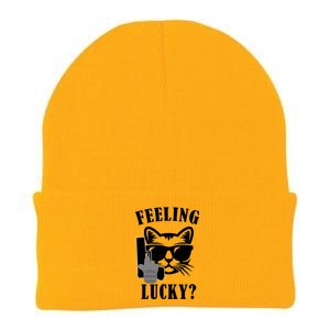 Feeling Luck Cat With Pistol Gun Knit Cap Winter Beanie