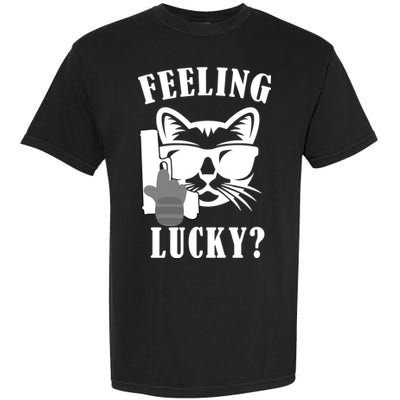 Feeling Luck Cat With Pistol Gun Garment-Dyed Heavyweight T-Shirt