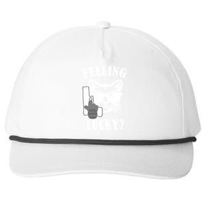 Feeling Luck Cat With Pistol Gun Snapback Five-Panel Rope Hat