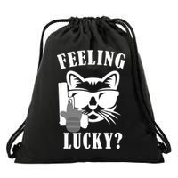 Feeling Luck Cat With Pistol Gun Drawstring Bag
