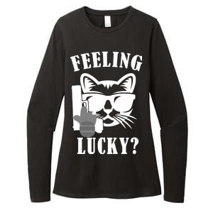 Feeling Luck Cat With Pistol Gun Womens CVC Long Sleeve Shirt