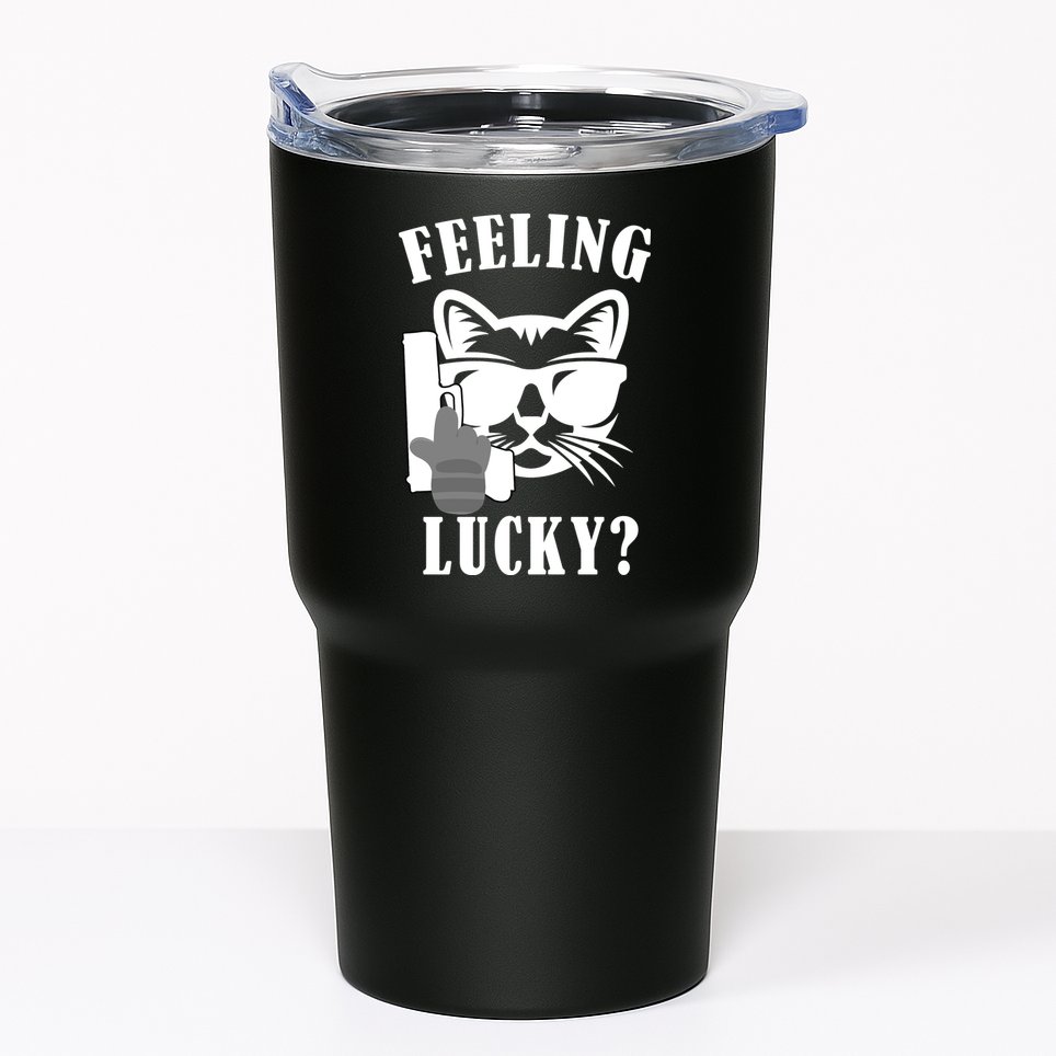 Feeling Luck Cat With Pistol Gun Tumbler