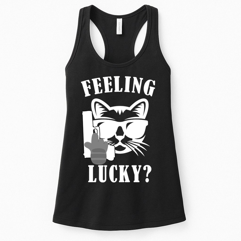 Feeling Luck Cat With Pistol Gun Womens Tank Top