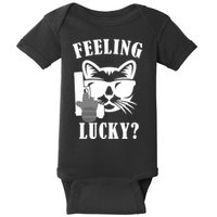 Feeling Luck Cat With Pistol Gun Baby Bodysuit