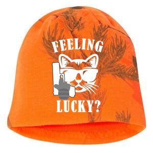 Feeling Luck Cat With Pistol Gun Kati - Camo Knit Beanie