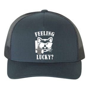 Feeling Luck Cat With Pistol Gun Yupoong Adult 5-Panel Trucker Hat