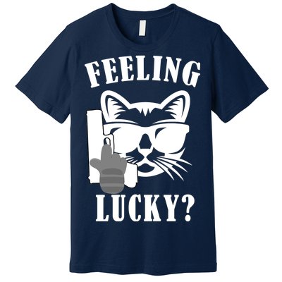 Feeling Luck Cat With Pistol Gun Premium T-Shirt