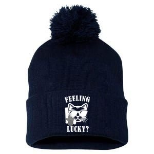 Feeling Luck Cat With Pistol Gun Pom Pom 12in Knit Beanie