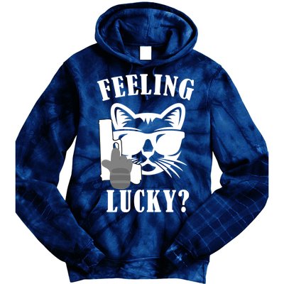 Feeling Luck Cat With Pistol Gun Tie Dye Hoodie