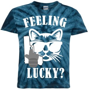 Feeling Luck Cat With Pistol Gun Kids Tie-Dye T-Shirt