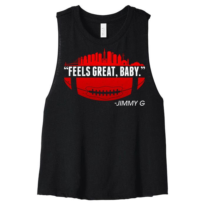 Feels Good Baby Jimmy G San Francisco Football Women's Racerback Cropped Tank