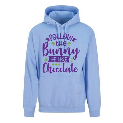 Funny Easter Follow The Bunny He Has Chocolate Gift Unisex Surf Hoodie