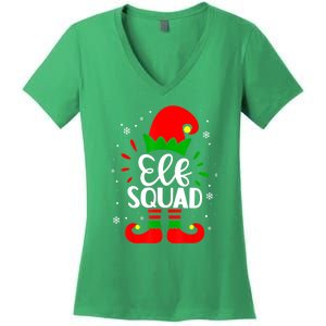 Funny Elf Family Christmas Elf Squad Matching Pajamas Xmas Gift Women's V-Neck T-Shirt