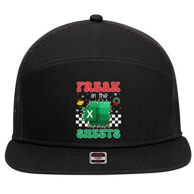 Funny Excel Freak In The Sheets Spreadsheet Ugly Christmas 7 Panel Mesh Trucker Snapback Hat