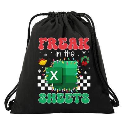 Funny Excel Freak In The Sheets Spreadsheet Ugly Christmas Drawstring Bag