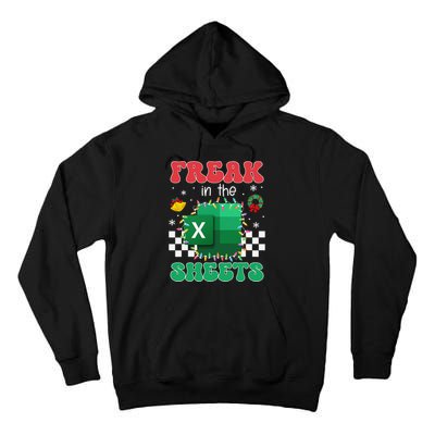 Funny Excel Freak In The Sheets Spreadsheet Ugly Christmas Tall Hoodie