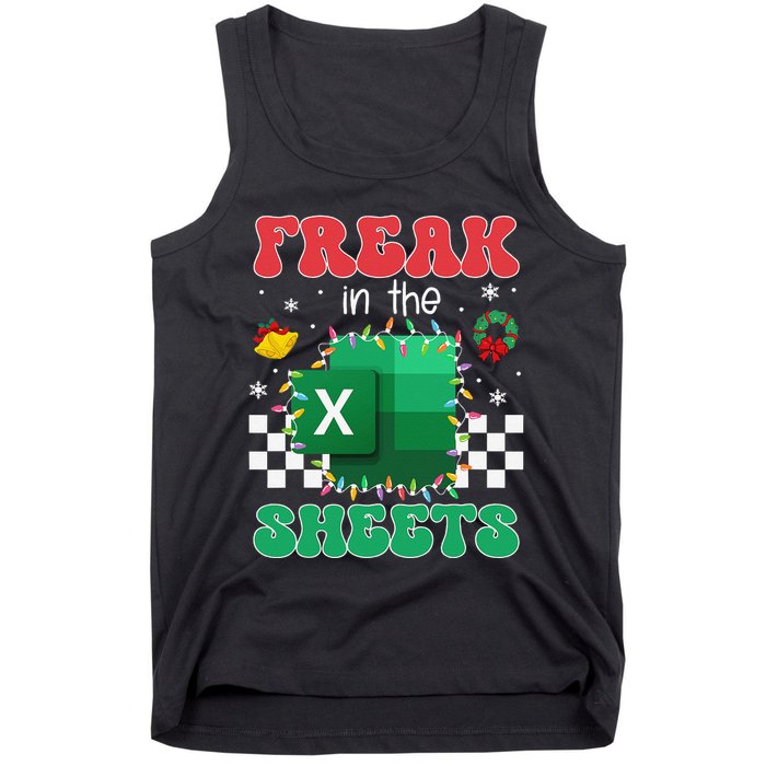 Funny Excel Freak In The Sheets Spreadsheet Ugly Christmas Tank Top