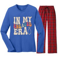 Funny Engagement Fiance In My Engaged Era Bachelorette Party Women's Long Sleeve Flannel Pajama Set 